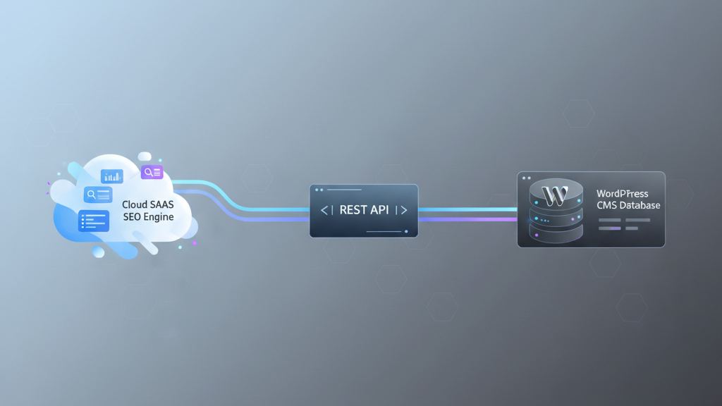 Diagram comparing cloud SaaS content engines with direct WordPress CMS connections