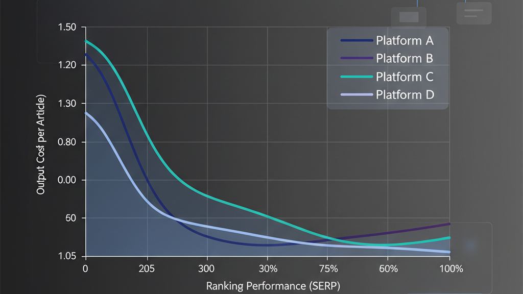 Data visualization comparing AI writing tool costs against publishing efficiency