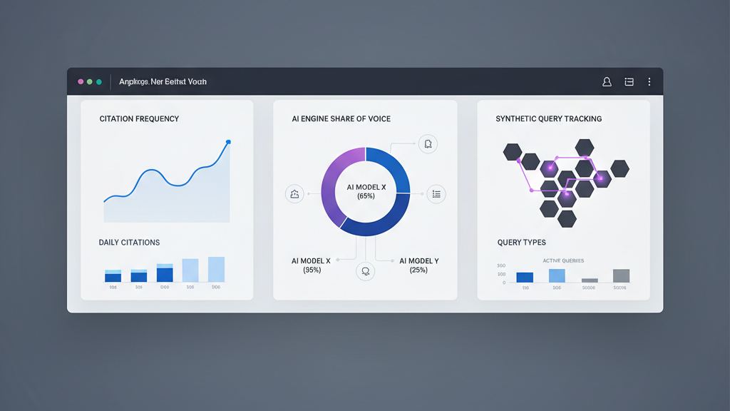 Analytics interface tracking generative engine citations and brand visibility